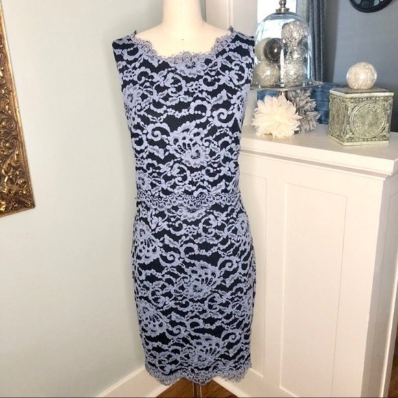 Ivanka Trump Blue Lace Popover Sheath Dress 14 Large - Picture 3 of 8